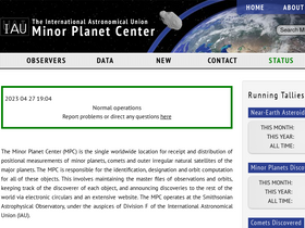 minorplanetcenter.net-screenshot